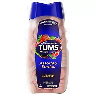 Tums Ultra Strength 1000 Antacid Chewable Tablets, Assorted Berries, 160 Count