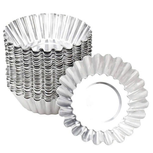 HQdeal 30 Packs Egg Tart Molds, Mini Aluminum Cake Muffin Moulds Tins Pans, Non-Stick Cupcake Cake Moulds, Pudding Moulds, Baking Cookie Moulds, Kitchen Resuable Baking Tools(Silver)