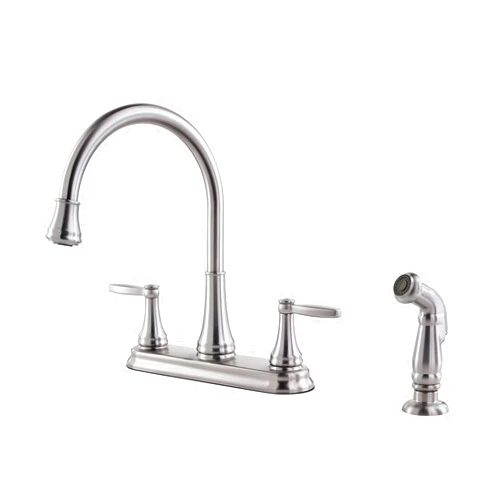 Pfister Glenfield Kitchen Faucet with Side Spray, 2-Handle, High Arc, Stainless Steel Finish, F0364GFS
