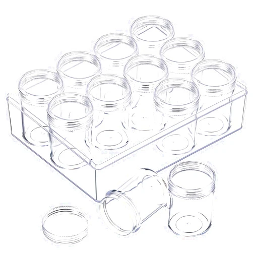 Blulu Clear Bead Organizer Bead Storage Containers Set with 12 Boxes (1.9 x 1.5 x 1.5 Inches)