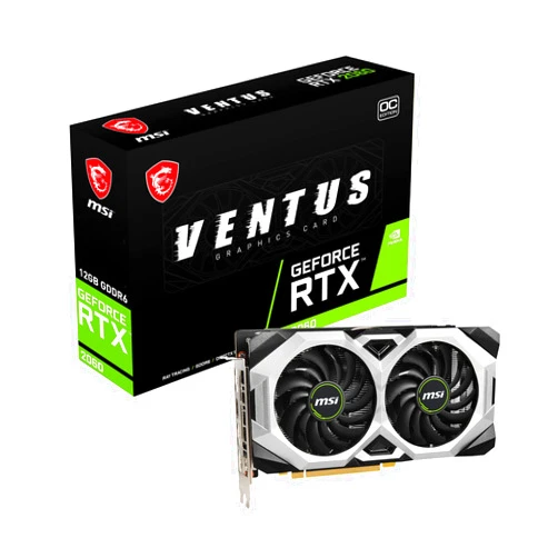 MSI Gaming GeForce RTX 2060 126GB GDRR6 192-bit HDMI/DP 1680 MHz Boost Clock Ray Tracing Turing Architecture VR Ready Graphics Card (RTX 2060 Ventus 12G OC)