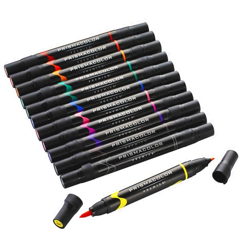 Prismacolor Premier Double-Ended Markers, Assorted, 12/set