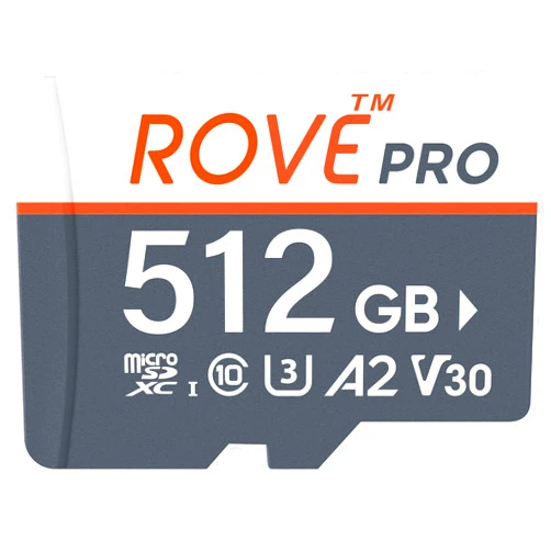 ROVE PRO Micro SD Card microSDXC 512GB Memory Card with Full-Size SD Adapter 100MB/s Read Speed, C10, U3, V30, 4K, A2 for Dash Cam, Android Smart Phones, Tablets, Games
