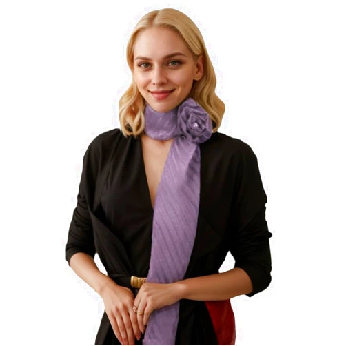 WADAINIS Rose Flower Scarf Skinny for Women Soft Scarf Belts Sash Necktie Neck Scarf Choker Solid Color Narrow Scarf
