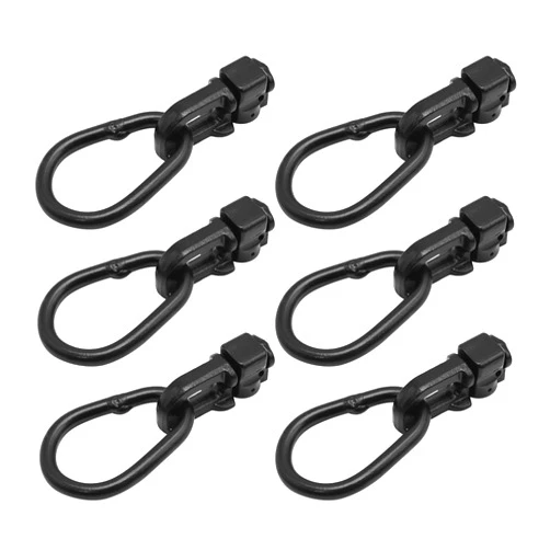 UOIENRT 6 Pack Black L-Track Double Stud Tie Down Fitting with Pear Link Used with L Track Rail for Truck Bed, Trailer Cargo Control, Pickup, RV, ATV 5000 Pound Heavy Steel Bearings