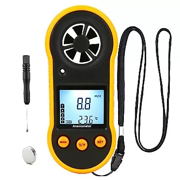 RZ Digital Wind Speed Meter Anemometer Handhled Wind Gauges Air Flow Velocity Meter for Measuring Wind Chill Temperature Speed, Wind Meter Thermometer Gauge for Shooting Windsurfing Fishing Hunting