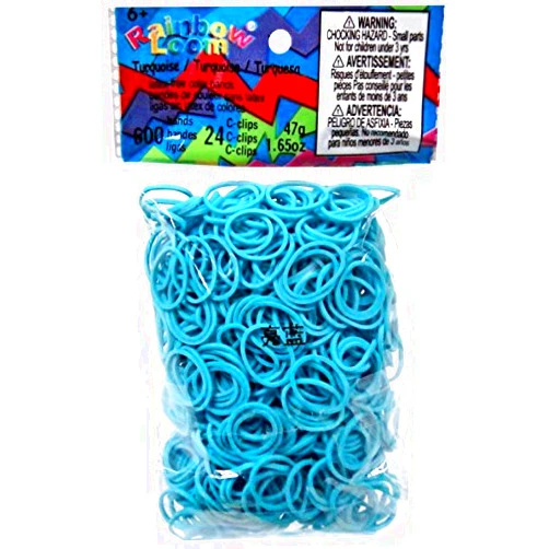 Rainbow Loom Twistz Bandz Latex Free Rubber Band Refill + C-Clips - Turquoise