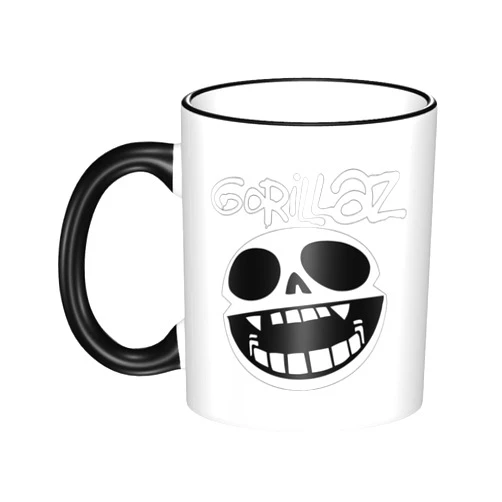 Generic Gori-llaz Edge Colored Ceramic Mug, Cylindrical Cup Body Black