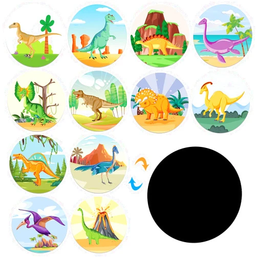 PCTCSHQ 36 Pcs Potty Training Stickers You Pee on Toilet Reveal Stickers 12 Patterns Color Changing Reusable Pee Decals Toilet Targets for Boys Girls Toddlers(Dinosaur)