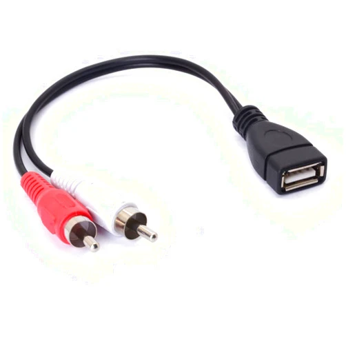 PIIHUSW USB to RCA Cable, USB A 2.0 Female to 2 RCA Male Jack Y Splitter Audio Video AV Composite Adapter Cable (20 cm)
