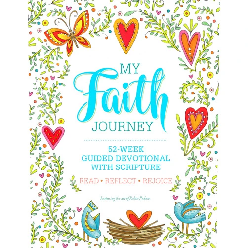 Robin Pickens My Faith Journey: 52 Week Guided Devotional with Scripture (Quiet Fox Designs) Lined Journal Filled with Spiritual Activities, Ready-to-Color Drawings, Uplifting Messages, & Insightful Prompts