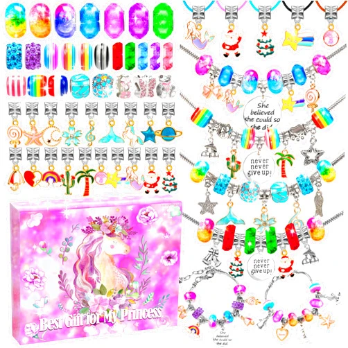 AMAZING TIME 130 Pcs Charm Bracelet Making Kit, Jewelry Toy for Girl Age 8-12 Beads Craft Set for 5 6 7 8 9 10 11 12 Year Old Teenage Birthday Gift