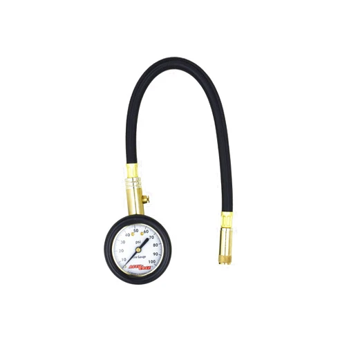 Accu-gage by Milton Dial Tire Pressure Gauge with Straight Air Chuck and 11 in. Braided Hose - ANSI Certified for Motorcycle/Car/Truck Tires (0-100 PSI)