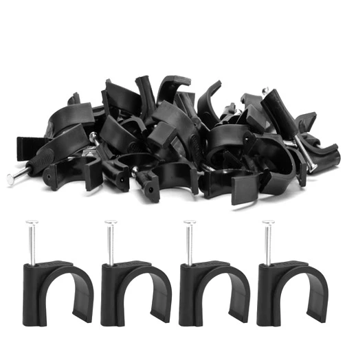 Hordion 100 Pack Half Clamp J-Hook with Nail, 1/2