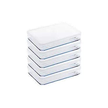 DuDu World Co., Ltd. Silicook Flat Plastic Box for Kitchen for Kitchen&Refrigerator Organization, Transparent Food Storage Container for Kitchen, Fridge, Freezer (5 x 600ml) 5 600ml