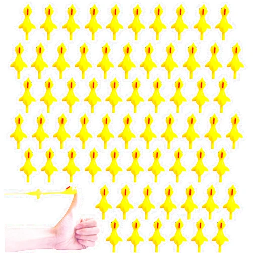 Cmaqpw 65 Pack Finger Slingshot Chicken Rubber,Flick Yellow Stretchable Chicken,Flying Stretchy Chicken Fingers for Birthday Party Favor,Halloween,School Thanksgiving Activity