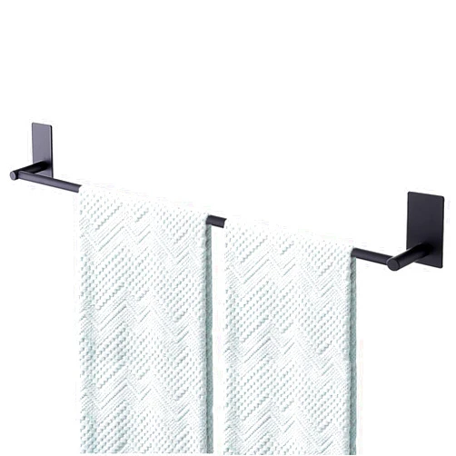 Songtec Adhesive Bath Towel Bar 24-inch Black, No Drill Stick On Towel Rack, Easy Install with Self-Adhesive, Premium SUS304 Stainless Steel (Black, 24)