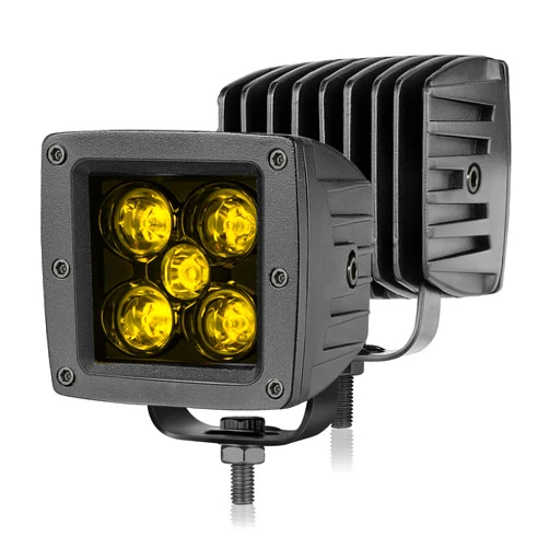 NIWAKER POWERSPORTS Amber LED Cubes, Niwaker CREE LED Pods 100W 2Pcs 3 Inch Yellow Fog Lights Spot Off Road Driving Lights Square LED Work Light Waterproof LED Pod Lights for Truck Pickup SUV ATV UTV Boat Front Bumper