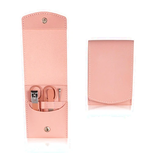 KLVN 4-23PCS Professional Nail Clipper Pedicure Manicure Set Stainless Steel Cuticle Scissor Pusher Tweezer Nail File Nail Cutter Set(4PCS Pink)