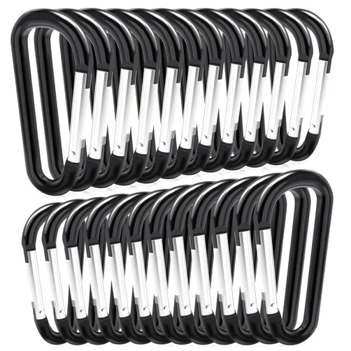 Zalava 24PC Aluminum Carabiner Clip D Ring, 24PC Keychain Clips Spring Snap Hook,Small Carabiners Set for Outdoor Camping Fishing Hiking Car Keychain