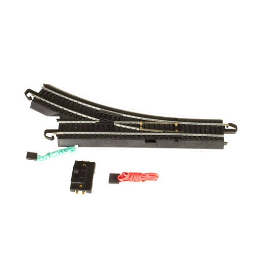Bachmann Trains - Snap-Fit E-Z TRACK REMOTE TURNOUT - RIGHT (1/card) - STEEL ALLOY Rail With Black Roadbed - HO Scale