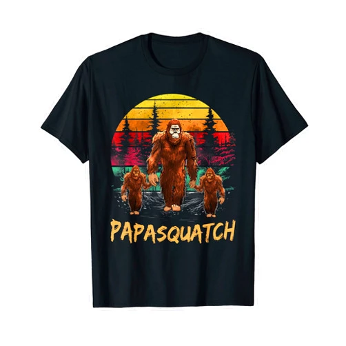 Funny Bigfoot Family Matching Fathers Day Gifts Papa Squatch Retro Bigfoot Dad Sasquatch Yeti Fathers day T-Shirt