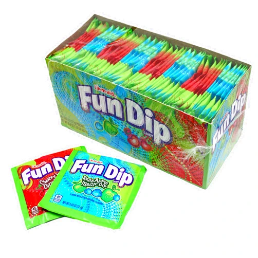 The Hampton Popcorn Company Lik-M-Aid Fun Dip 48 Pack Bulk Case, 2 Flavors, Cherry Yum Diddly Dip and Blue Razz Magic Dip, The Hampton Popcorn & Candy Company