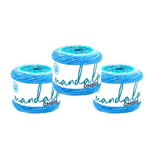 Lion Brand Yarn Mandala Ombré Yarn with Vibrant Colors, Soft Yarn for Crocheting and Knitting, Mantra, 3-Pack