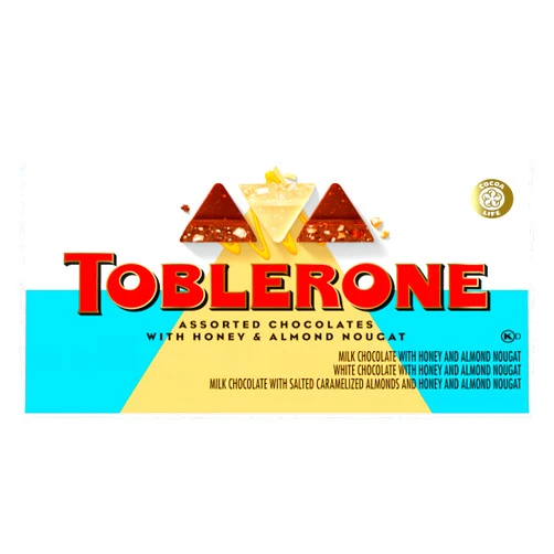 Toblerone Chocolate Gift Box (Milk Chocolate, White Chocolate, & Milk Chocolate with Salted Caramelized Almonds Chocolate Bars), 1 Gift Box (9 - 3.52 oz Bars)