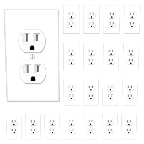 TAKETEK Duplex Receptacle Outlet,Tamper-Resistant Electrical Outlet with Wall Plate, Residential Grade, 15A 125V, Self-Grounding, 2-Pole, UL Listed, White (20 Pack）