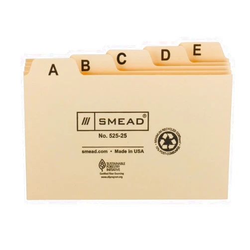Smead Card Guide, Plain 1/5-Cut Tab (A-Z), 5
