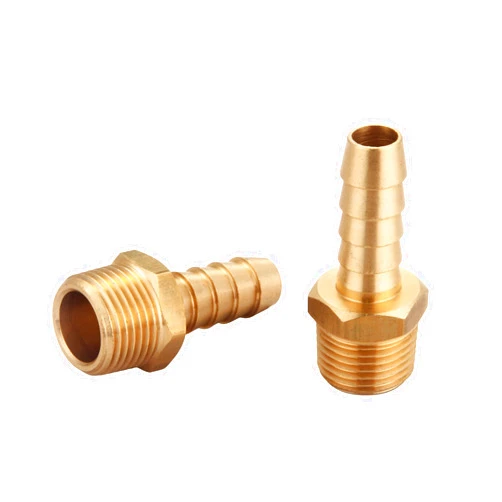 T TANYA HARDWARE Brass Barbed Air Hose Fitting, Adapter, 3/8 Inch Barb x 3/8 Inch NPT Male Pipe Fittings (2 Piece)