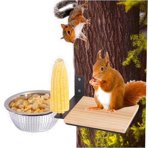 Karshall Squirrel Feeder for Outside, Squirrel Feeders with Drainage Holes(Removable), 3 in 1 Picnic Table Feeder, Corn Cob Chipmunk Feeders for Garden Backyard, Zero Assembly&Easy Clean