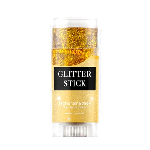 PAQIMAN Gold Face and Body Glitter Stick,Sparkling Neon Outfit Party Holographic Sequins Paint Body Glitter Gel Makeup.(gold face glitter stick)