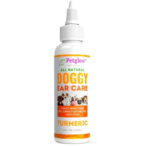 PetGlow Dog Ear Cleaner Infection for Yeast with Turmeric. Natural Ear Therapy eliminates Painful Ear infections, Odor, Wax, and Stops Chronic Ear Itch.