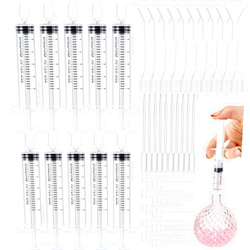 Geiserailie 50 Pcs Perfume Refill Pump Tools Perfume Dispenser Transfer Kit Include Funnels, Dispenser Pumps, Syringes, Droppers and Squeeze Droppers 10 Pcs Each for Liquid Small Atomizer Bottle