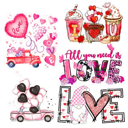 BLESOUYI Valentine's Day Iron on Decals Love Day Iron on Patches Stickers for Clothing 5 Large Iron on Vinyl Appliques Heat Transfer for Jackets T-Shirt Hoodies Clothes Decorations