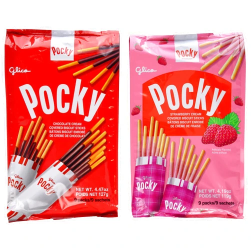 Glico Pocky Family Fun Pack 4.47 oz & 4.19 oz, 9 packs (Chocolate and Strawberry, Pack of 2)