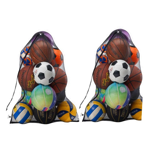 DoGeek Heavy Duty Mesh Ball Net Bag(10-12Balls),Basketball and Soccer Mesh Net Bag,Mesh Equipment Bags for Sports,Extra Large Mesh Ball Bags Drawstring for Coaches,Gym Ball Net Storage Bag(2PCS)