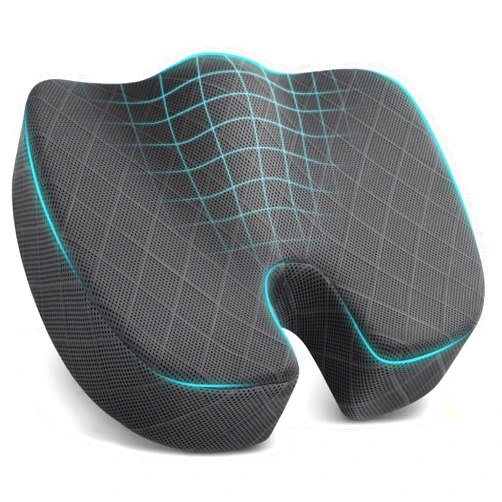 TushGuard Seat Cushion - Memory Foam Cushion for Office Chair, Car Seat, Airplane, Bleacher - Sciatica & Hip & Coccyx Pain Relief Cushions for Long Sitting Office Workers, Car Drivers (Grey, X-Large)