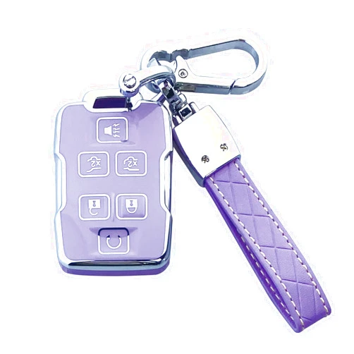 Yuebutor Key Fob Cover Case Compatible with Chevy Silverado 1500 2500HD 3500HD Tahoe Suburban Colorado Canyon GMC Sierra Yukon Accessories Shell Protector (Purple)