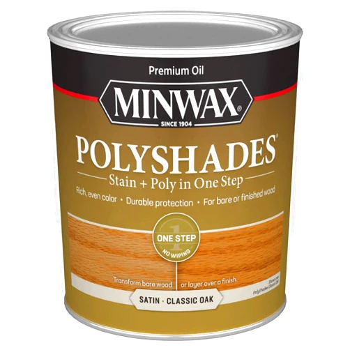 Minwax PolyShades Wood Stain + Polyurethane Finish – Quart, Classic Oak, Satin