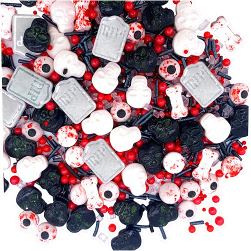 Sentovac Halloween Sprinkle Tombstone Skull Bloody Eyes Bones Red Peals Sprinkles Mix Edible for Cake Decorating Sugar Candy Cookie Cupcake Topper Baking Decorations Halloween Christmas Supplies