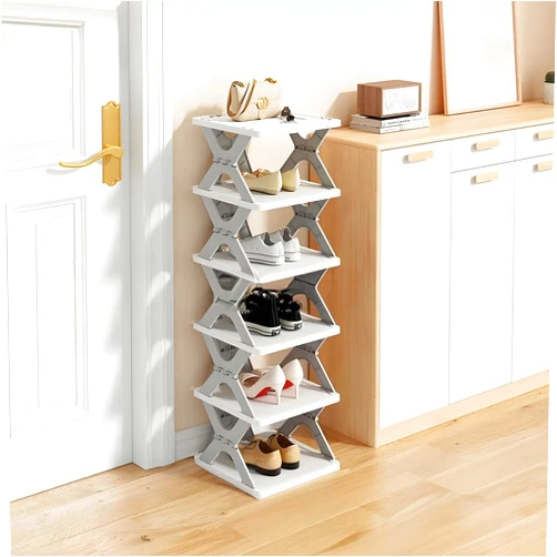 SAYONAKUAJ Foldable Shoe Rack, Collapsible Shoe Rack, 6-Tier Folding Shoe Rack, Shoe Organizer, Collapsible Shoe Storage, Shoe Tower, Corner Shoe Rack, Vertical Shoe Rack (6-TIER GRAY 1Pcs)