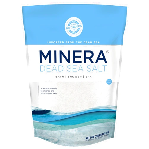 Minera Dead Sea Salt, 100% Pure & Natural, 2 lbs. Fine Grain (0-1.7 mm) Bulk Bag, Easily Dissolving Dead Sea Salts for Soaking & Bathing, Skin Nourishing Fine Sea Salt, Unscented