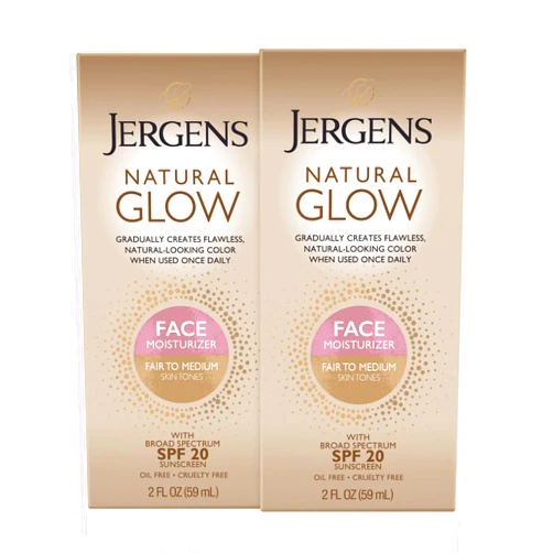 Heywood Jergens Natural Glow Face Self Tanner Lotion, SPF 20 Sunless Tanning, Fair to Medium Skin Tone, Daily Facial Sunscreen, Oil Free, Broad Spectrum Protection, 2 Fl Oz (Pack of 2) (Packaging May Vary)