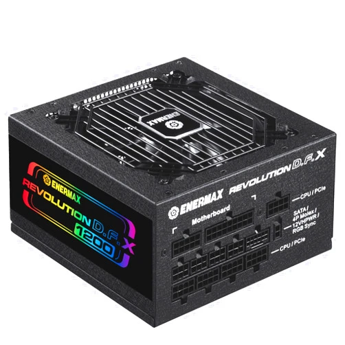 ENERMAX Revolution D.F. X 1200W ARGB, 80 Plus Gold Full Modular Power Supply, ATX 3.0 & PCIe 5 Ready, 600W 12VHPWR Connectors, 100% Japanese Capacitors - ECO Mode - 10 Year Warranty