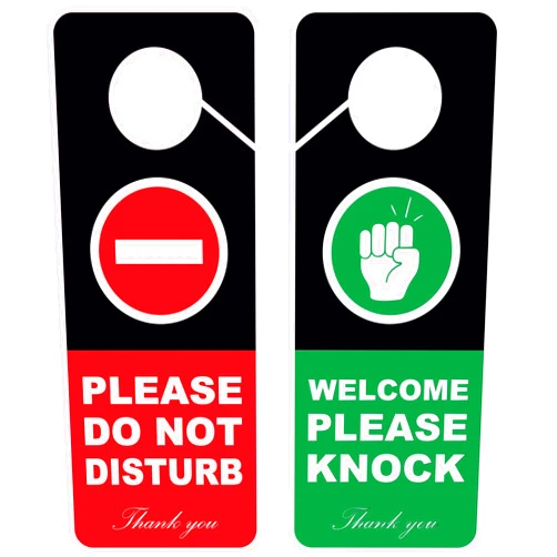 CLEVER SIGNS Business Design Do Not Disturb and Welcome Please Knock Door Hanger Sign, 2 Pack, Double Sided, Ideal for Offices, Online Sessions and Meetings, Online Classes, Home Offices, Recording