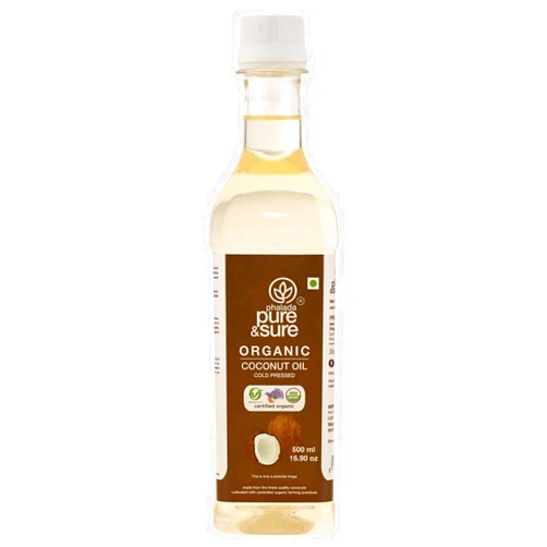 Pure & Sure Organic Coconut Oil for Cooking | Healthy Cooking, Low Cholesterol, Vegan Friendly, No Preservative, Non GMO Cooking Oil | 500ml