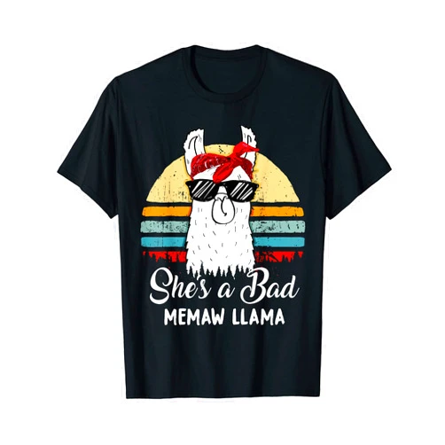 Funny Family Shirt She's a Bad Llama Mothers day Funny Shirt She's a Bad Memaw Llama TShirt Mom Mama Grandma T-Shirt